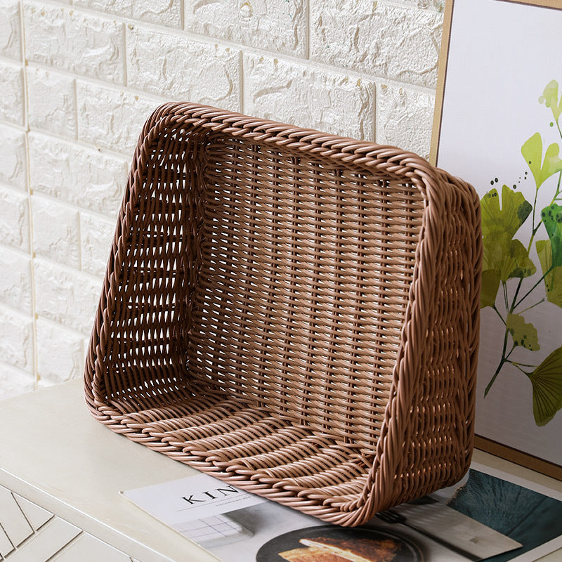 Handcrafted Rectangular Rattan Storage Basket
