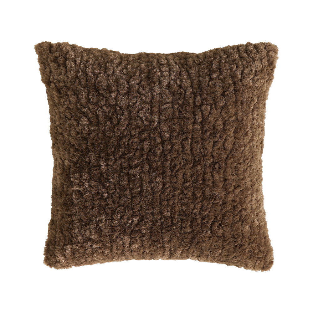 Cozy square decorative pillow with teddy bear fur cover
