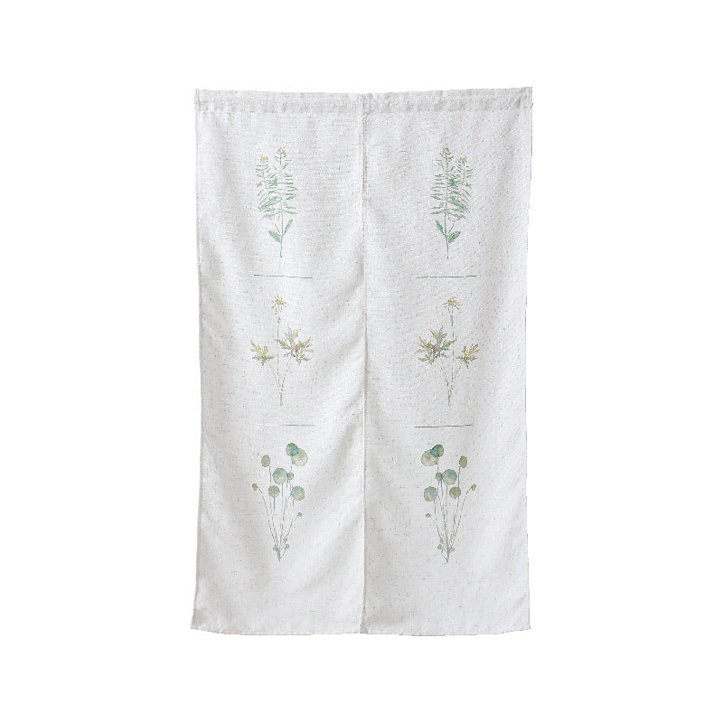 Divided Norwegian curtain made of cotton-linen with botanical watercolor print