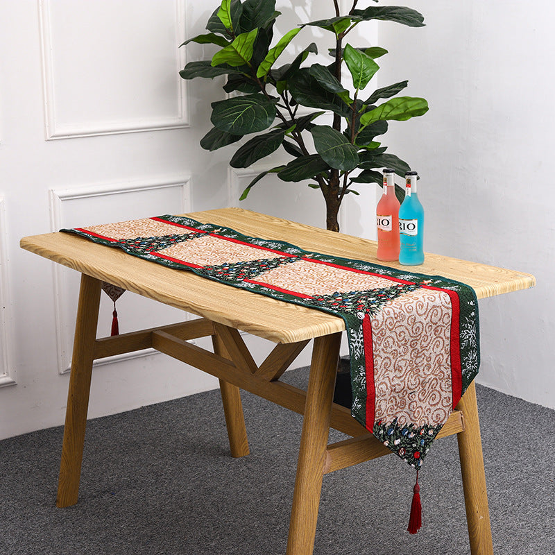 Christmas table runner with reindeer motif