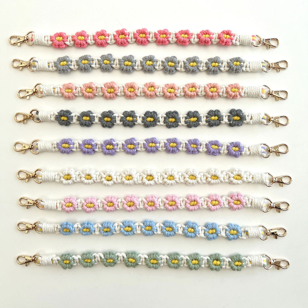Floral Macrame Keychain Strap