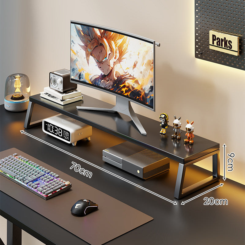 Wooden Monitor Riser with Metal Frame Elevated Desktop Shelf