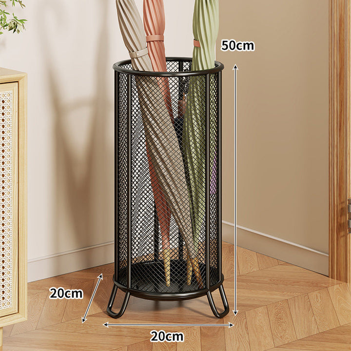 Freestanding Metal Mesh Umbrella & Walking Stick Holder with Raised Ring Base