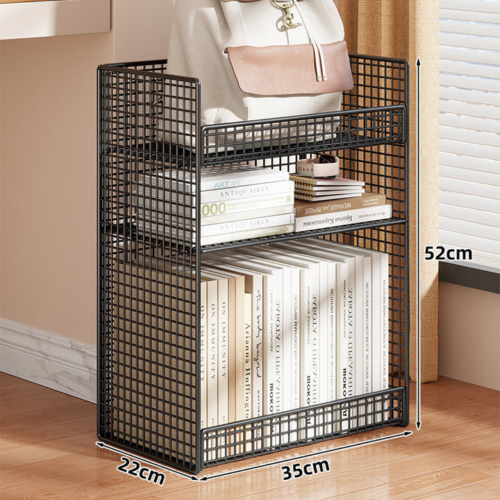Compact Two-Tier Mesh Desk Book and Stationery Organizer Rack