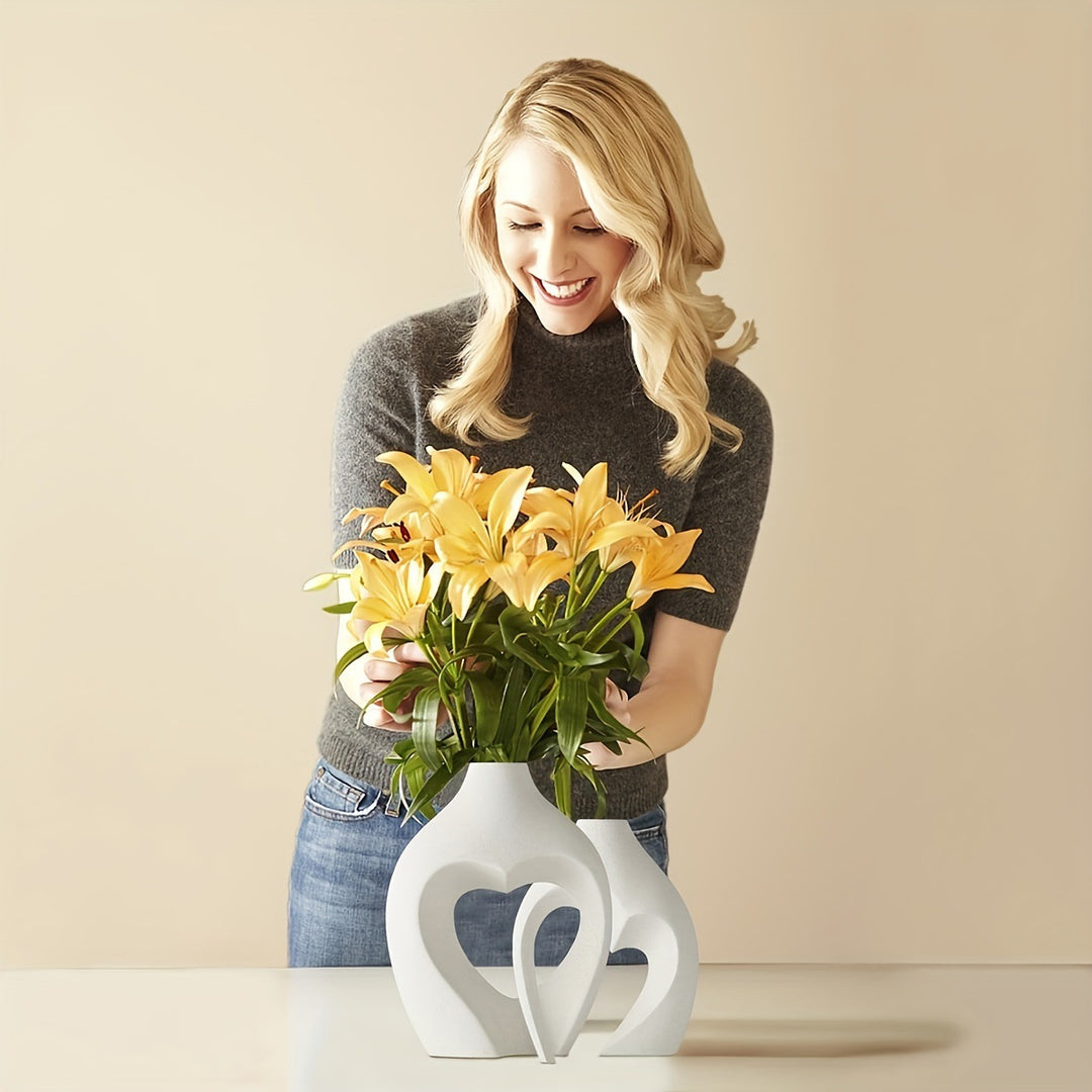Heart-Shaped Decorative Ceramic Vases