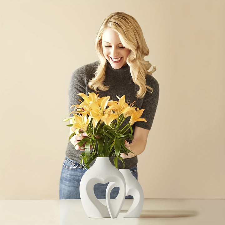 Heart-Shaped Decorative Ceramic Vases