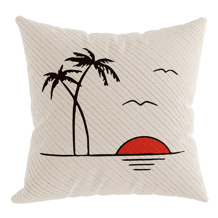 Decorative Square Linen-Texture Abstract Sketch Throw Pillow Cover
