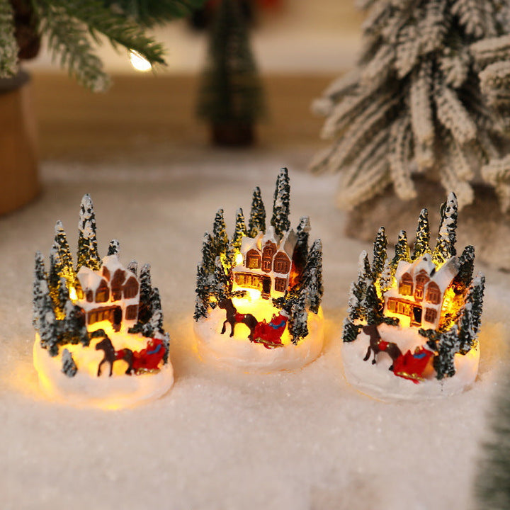 Illuminated Christmas village scene