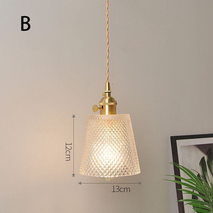Fluted Glass Pendant Lamp with Vintage Brass Socket