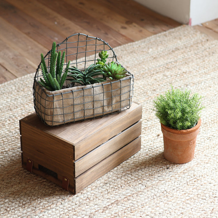 Decorative wire basket with jute bag