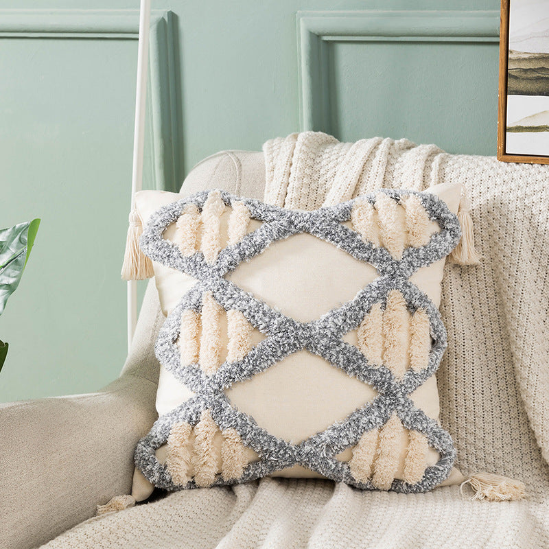 Textured Geometric Throw Pillow for Couch Decoration