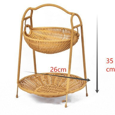 Two-Tiered Woven Fruit Display Stand