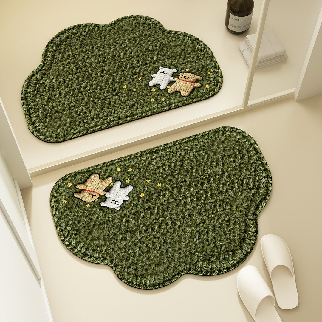 Bear-Shaped Plush Bath Mat for Bathroom