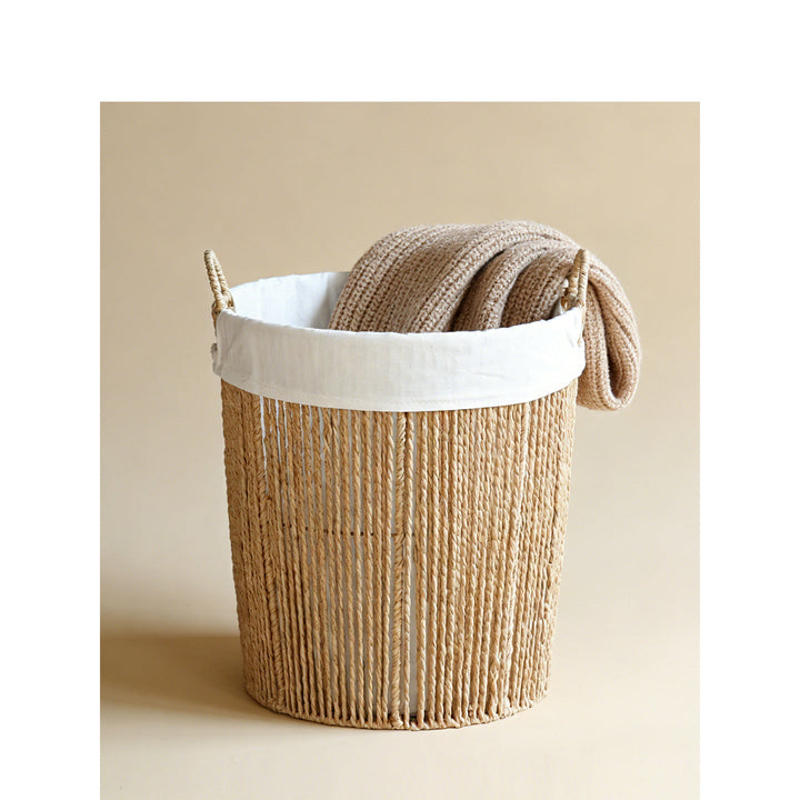Braided basket with fabric insert