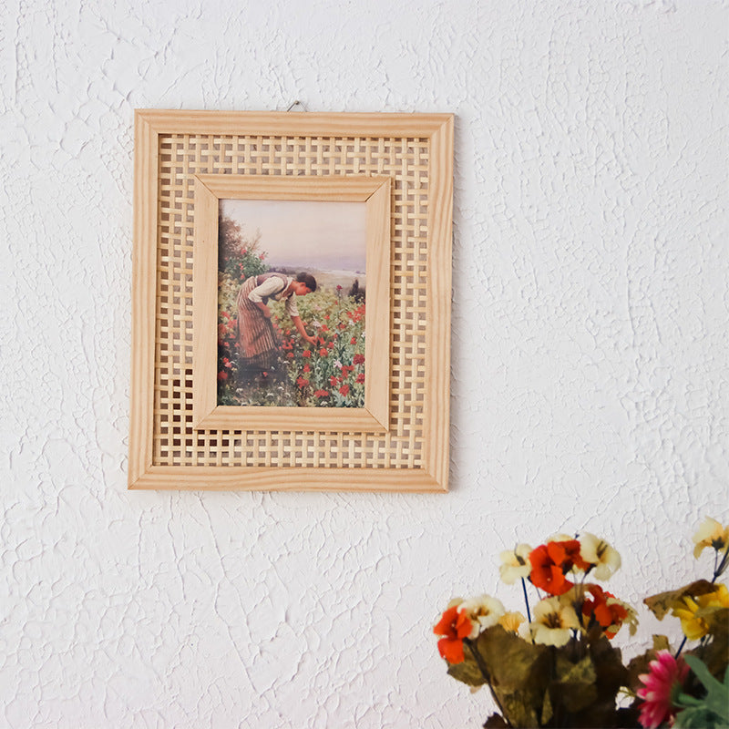 Artful Picture Frame Made of Natural Rattan