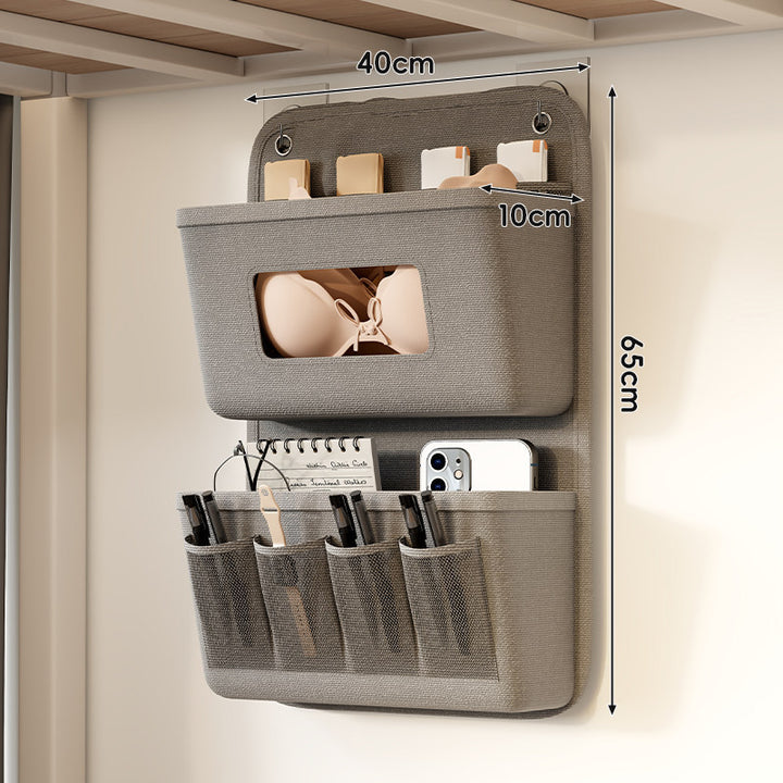 Hanging Fabric Wall Organizer with Bra Compartment and Multi-Pocket Storage