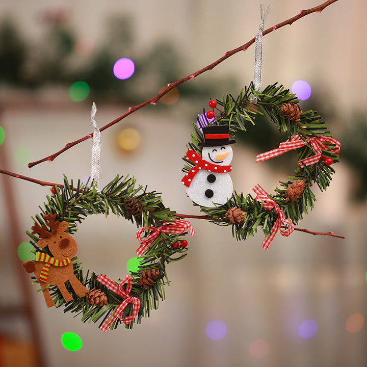 Festive Pine Cone Wreath with Reindeer Decoration