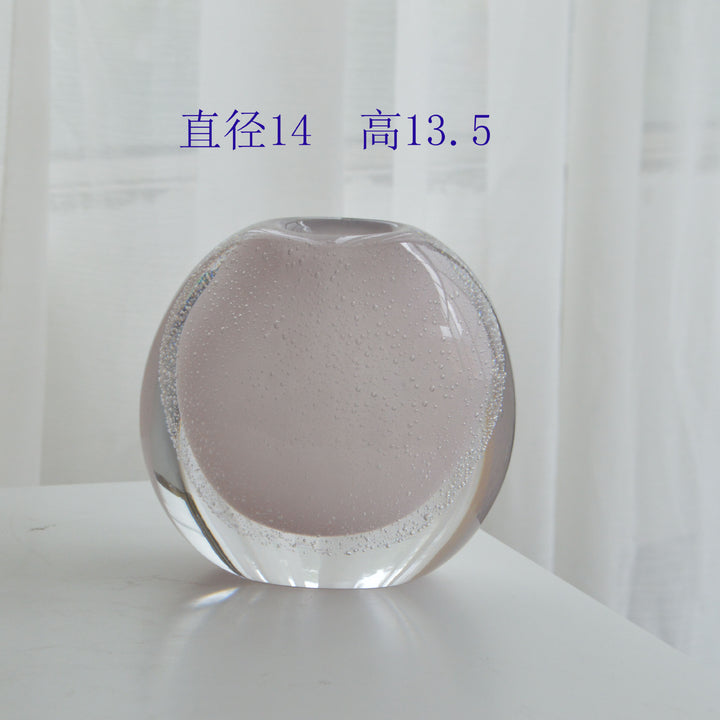 Hand-Blown Bubble-Encased Oval Decorative Glass Bud Vase Set