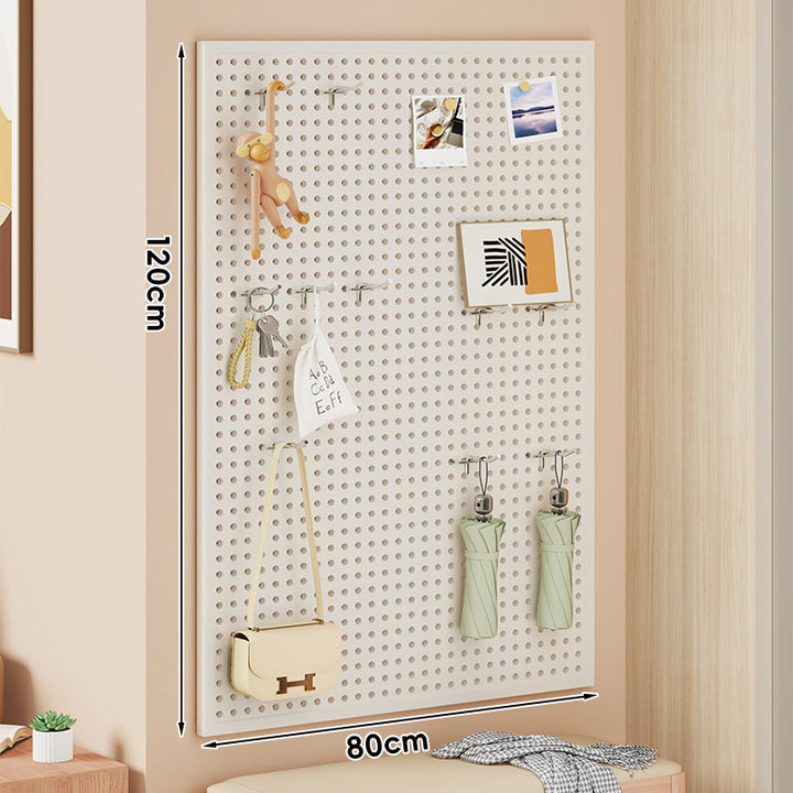 Wall-Mounted Perforated Pegboard Organizer Panel with Modular Hooks