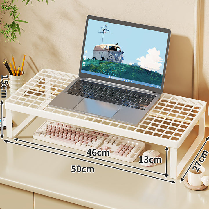 Elevated Mesh Laptop Stand Riser with Under-Keyboard Storage
