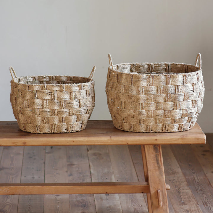 Decorative storage basket made of natural material