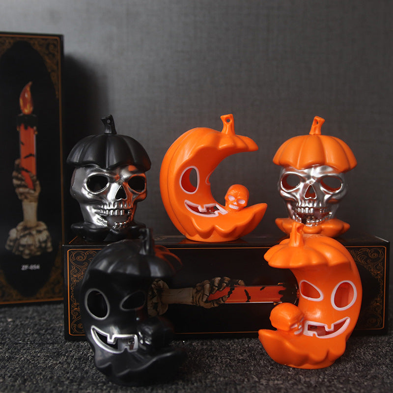 Halloween Decoration Figure Skull with Pumpkin Hat