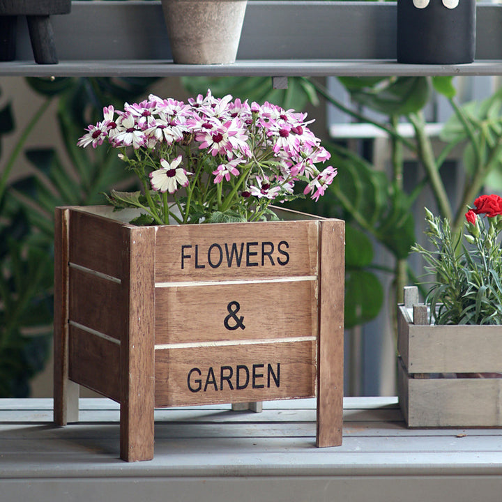 Decorative wooden box for plants