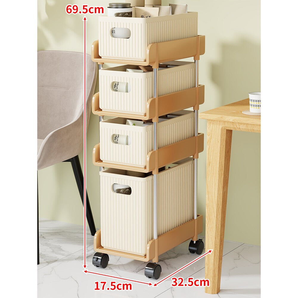 Slim Stackable Two-Tier Plastic Storage Bin Organizer with Removable Baskets