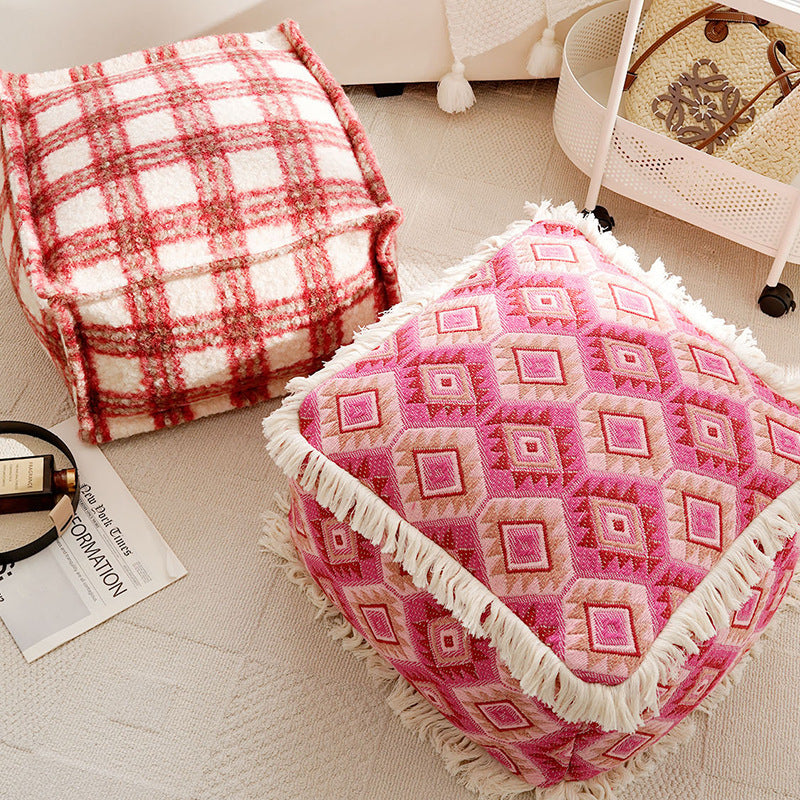 Cozy Plaid Floor Pouf
