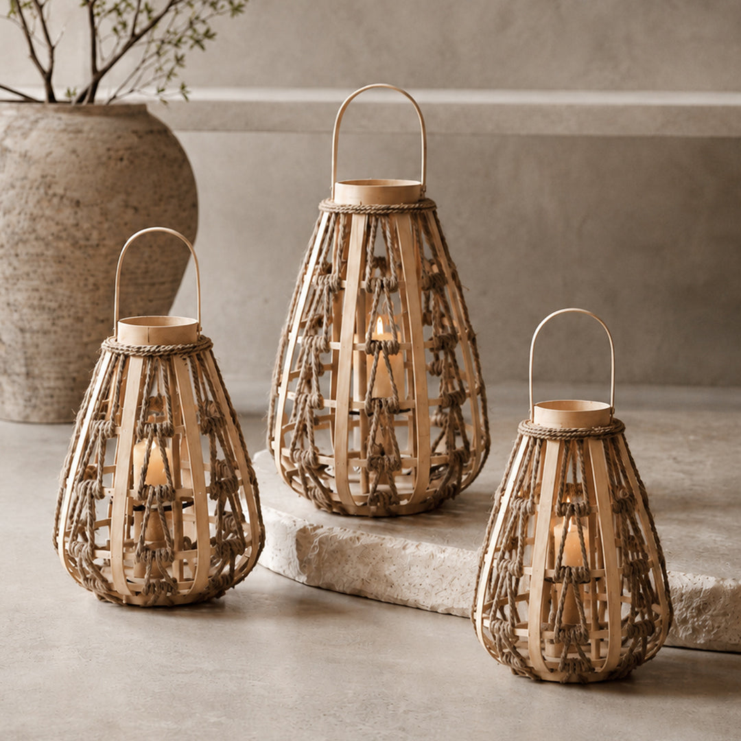 Decorative lantern made of rattan