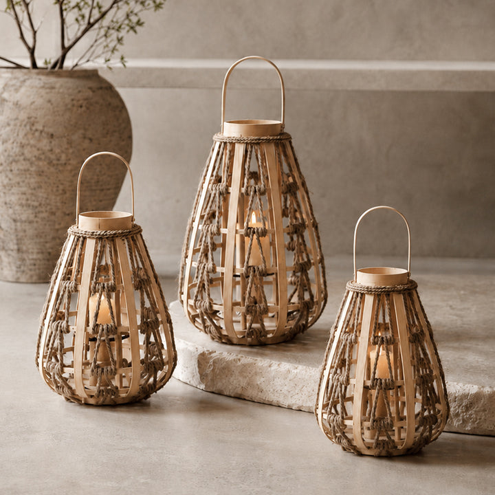 Decorative lantern made of rattan