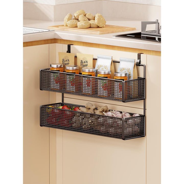 Over-Cabinet Three-Tier Mesh Hanging Pantry Organizer with Removable Baskets