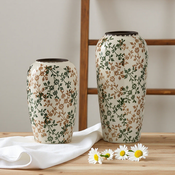 Floral ceramic vase