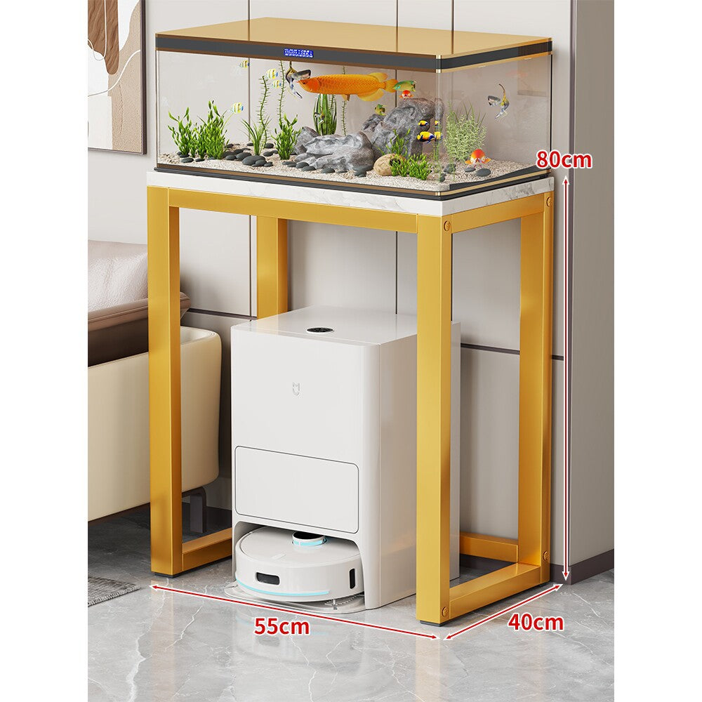 Modern Metal Frame Aquarium Console Table with Integrated LED Hood
