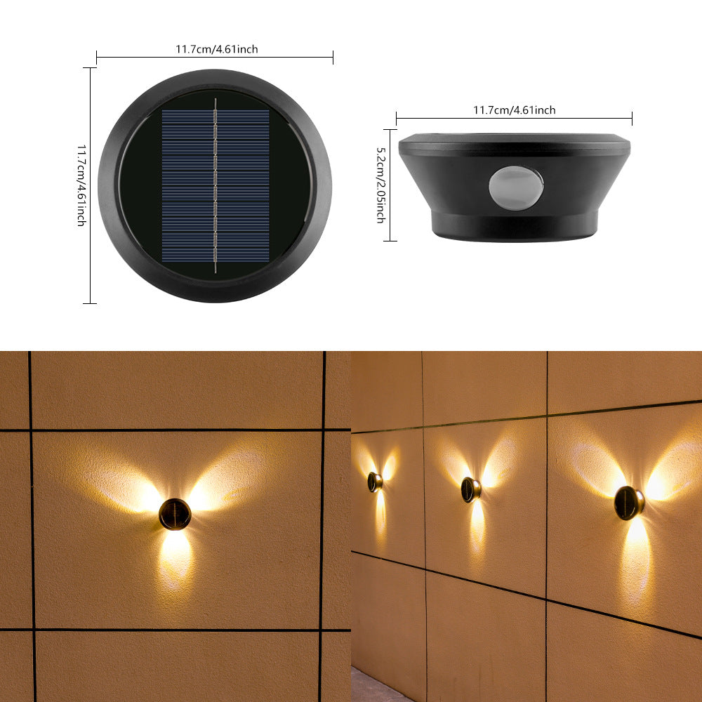 Outdoor Solar Wall Sconce Multi-Beam Decorative LED Accent Light