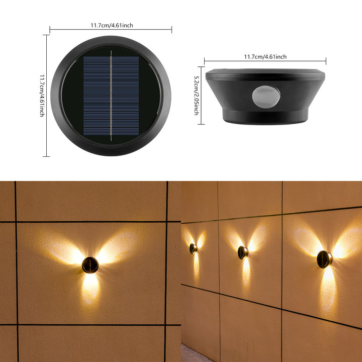 Outdoor Solar Wall Sconce Multi-Beam Decorative LED Accent Light