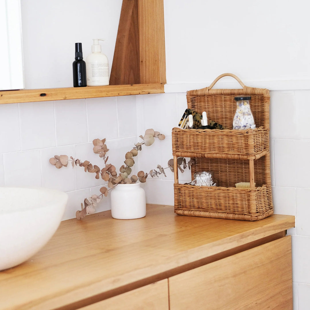 Braided storage basket with handle
