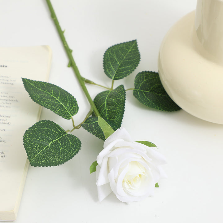 Artificial Silk Rose with Leaves