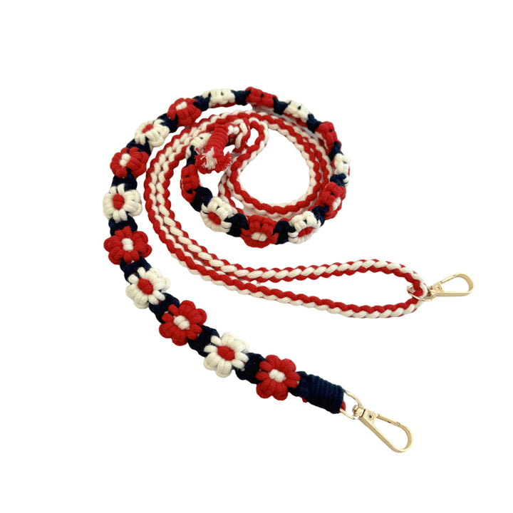 Macrame Pet Leash with Floral Detailing