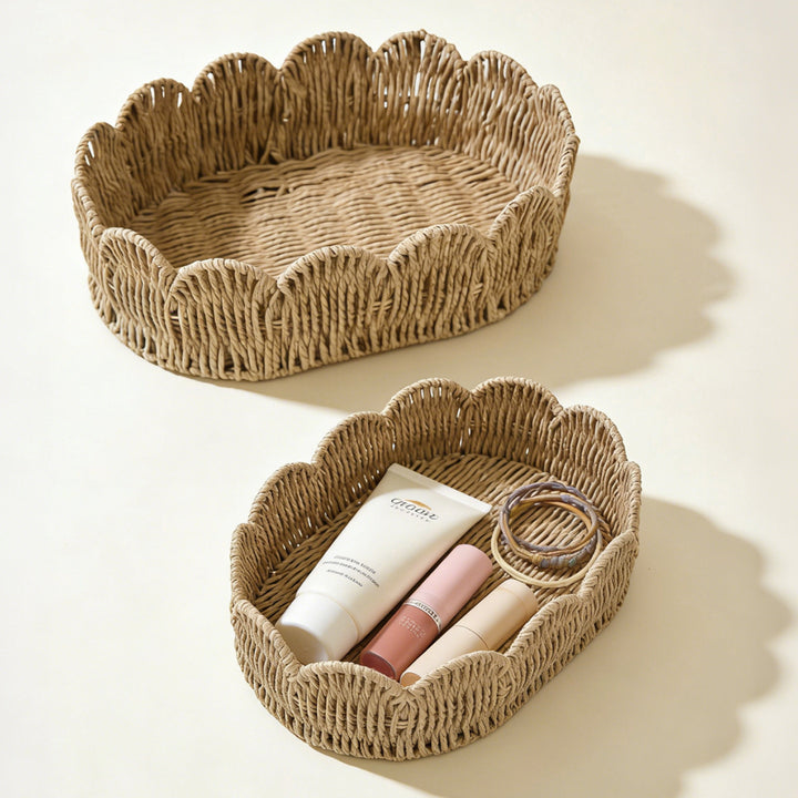 Decorative storage basket with wave edge