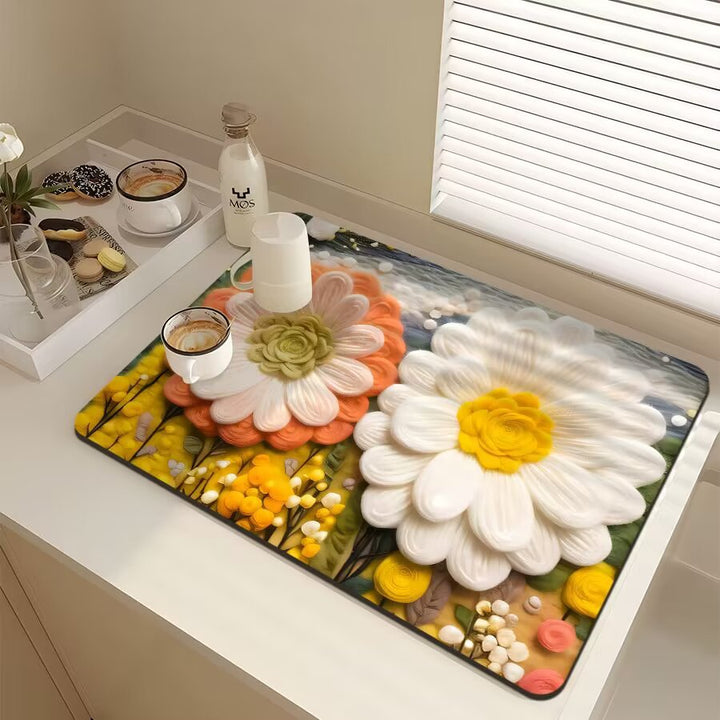 Floral-Themed Kitchen Mat