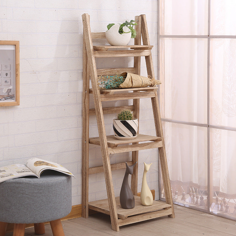 Multi-Tiered Wooden Ladder Shelf