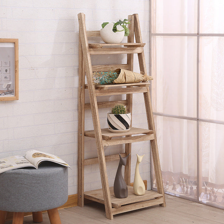 Multi-Tiered Wooden Ladder Shelf