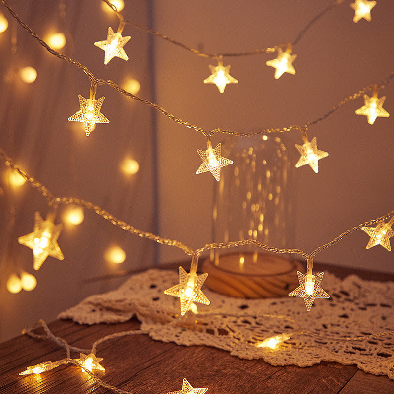 Decorative string lights with colorful crystal balls