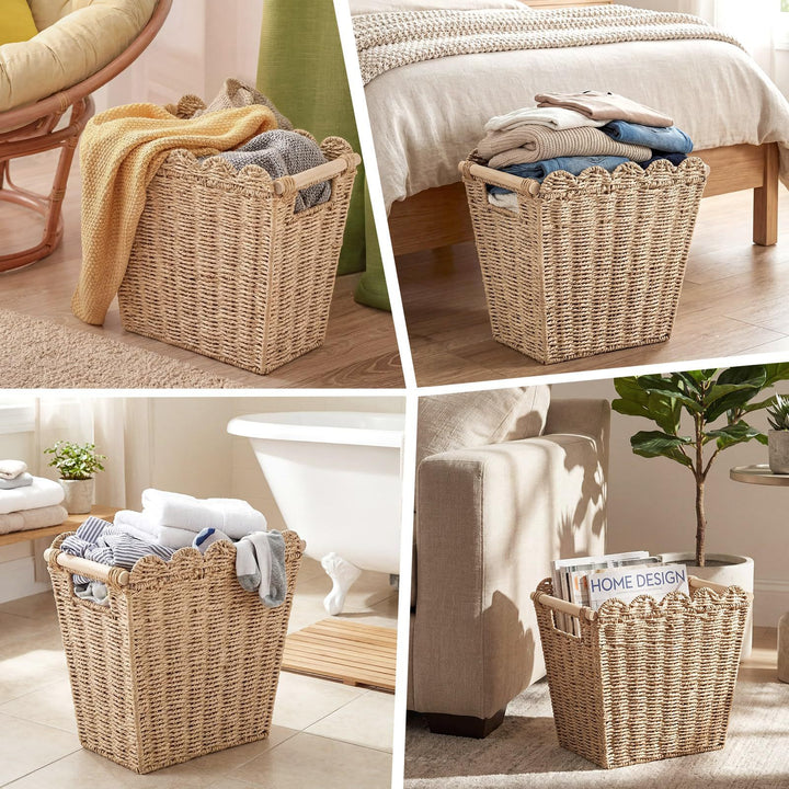 Decorative storage basket with wave edge