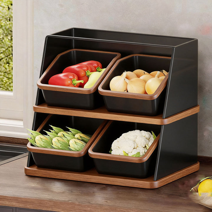 Six-Basket Tiered Mesh Countertop Produce Organizer