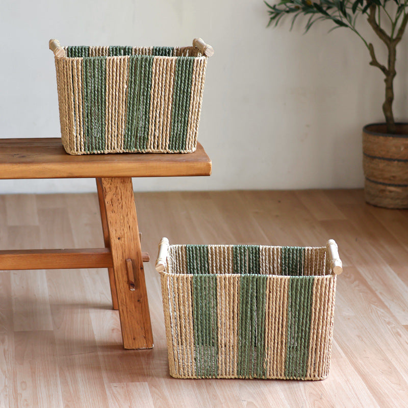 Handcrafted storage basket with natural fiber
