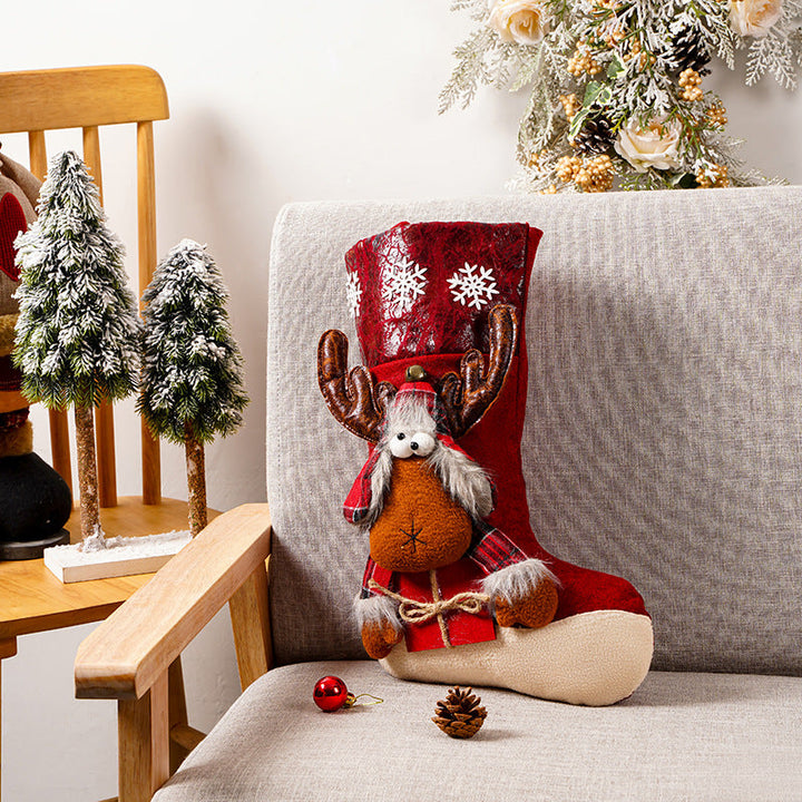 Festive Christmas stocking with reindeer motif