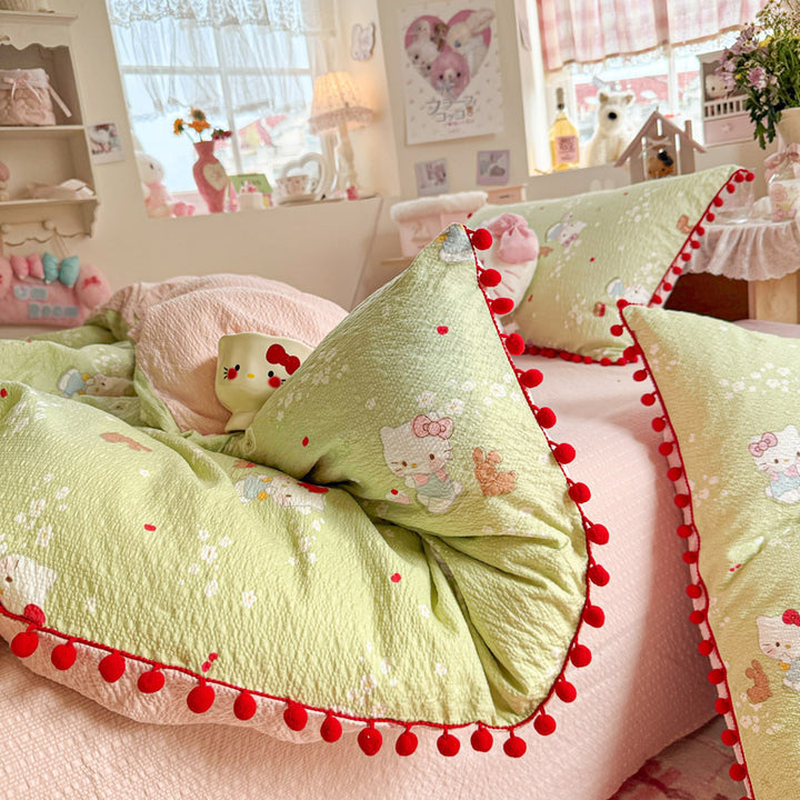 Heart Patterned Decorative Pillow and Duvet Cover Set