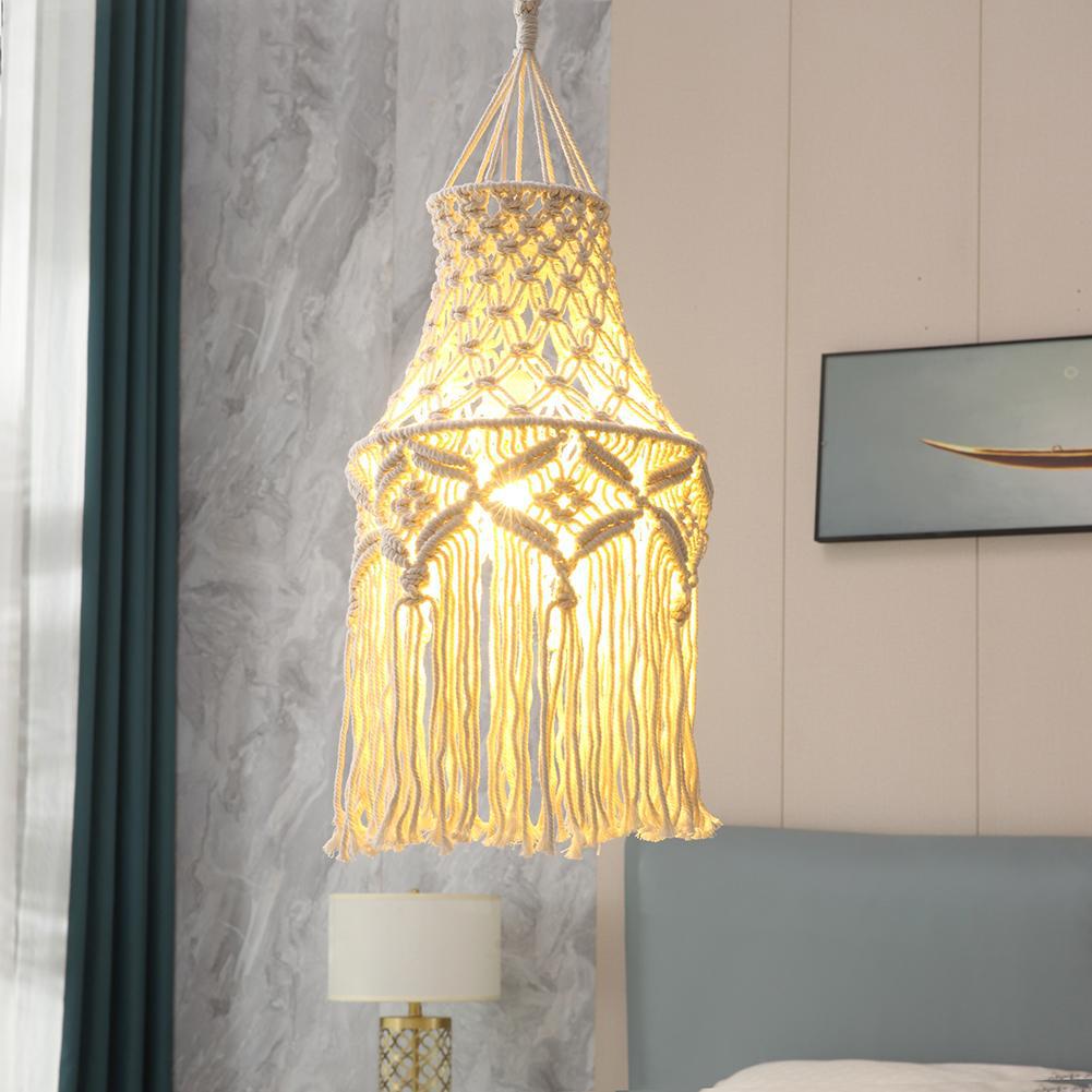 Elegant Macrame Hanging Lamp with Fringes